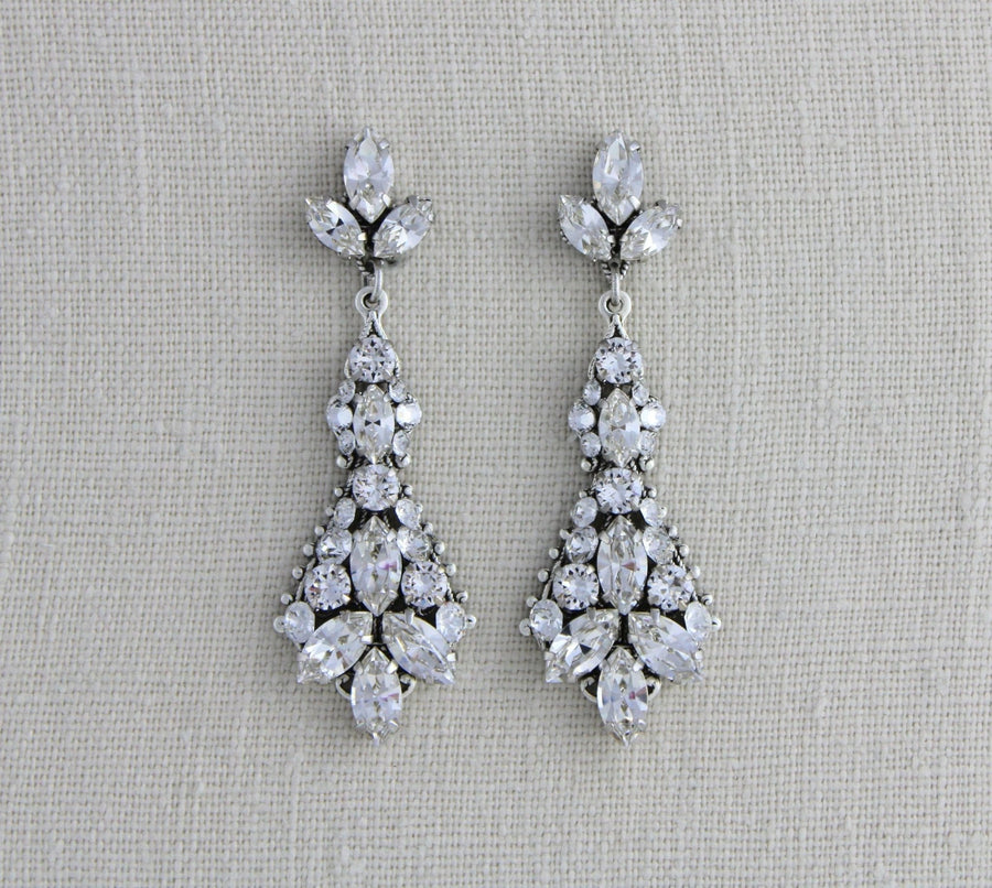 Vintage style crystal Bridal earrings - ARIA - Treasures by Agnes