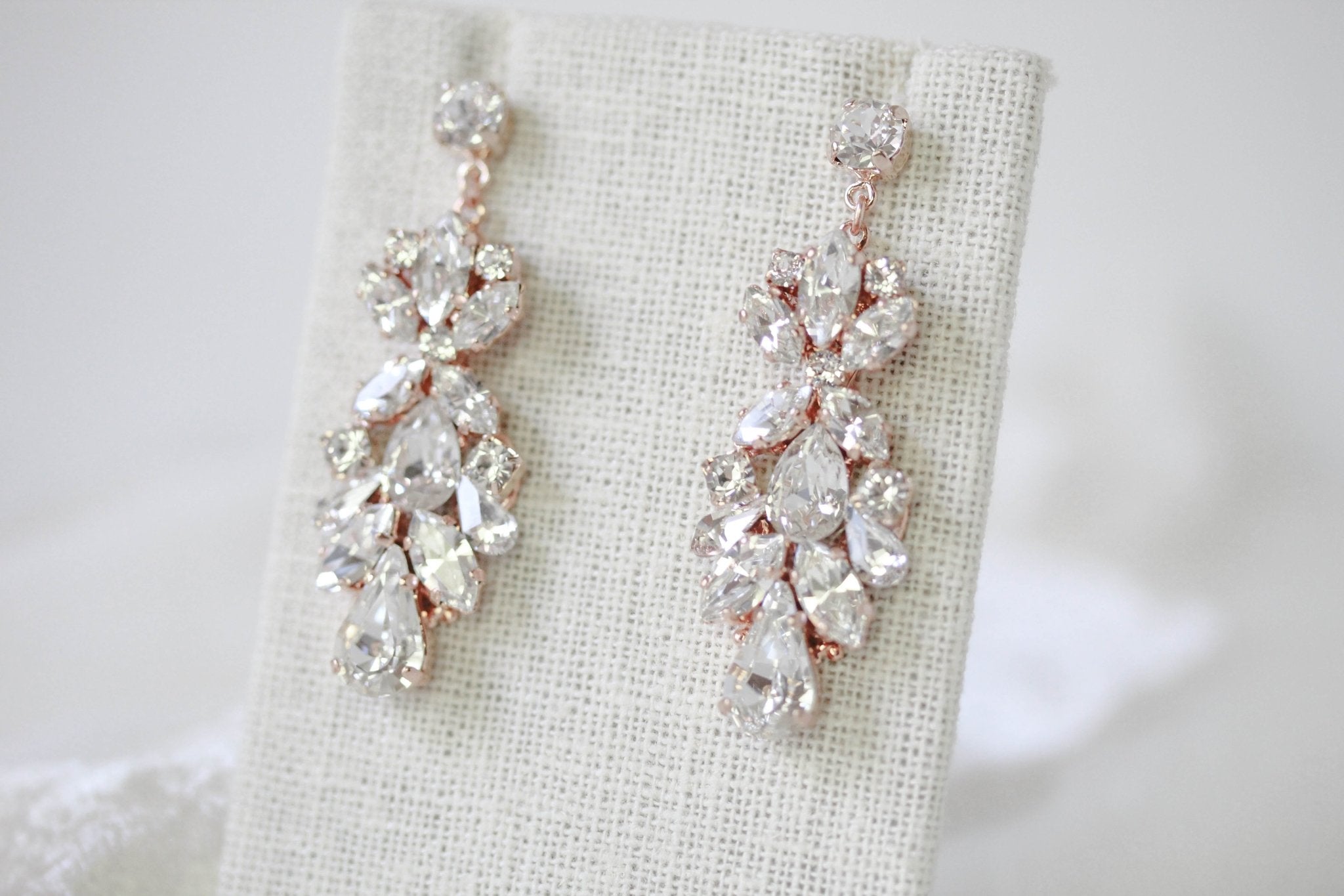 Vintage style Crystal bridal earrings with white opal accents - BIANCA - Treasures by Agnes