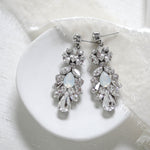 Vintage style Crystal bridal earrings with white opal accents - BIANCA - Treasures by Agnes