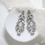 Vintage style Crystal bridal earrings with white opal accents - BIANCA - Treasures by Agnes