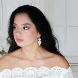 Vintage style Crystal bridal earrings with white opal accents - BIANCA - Treasures by Agnes