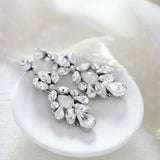 Vintage style Crystal bridal earrings with white opal accents - BIANCA - Treasures by Agnes