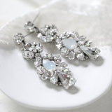 Vintage style Crystal bridal earrings with white opal accents - BIANCA - Treasures by Agnes