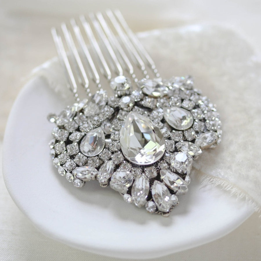 Vintage style Crystal Bridal hair comb - TATIANA - Treasures by Agnes