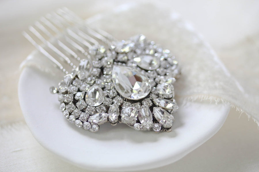 Vintage style Crystal Bridal hair comb - TATIANA - Treasures by Agnes