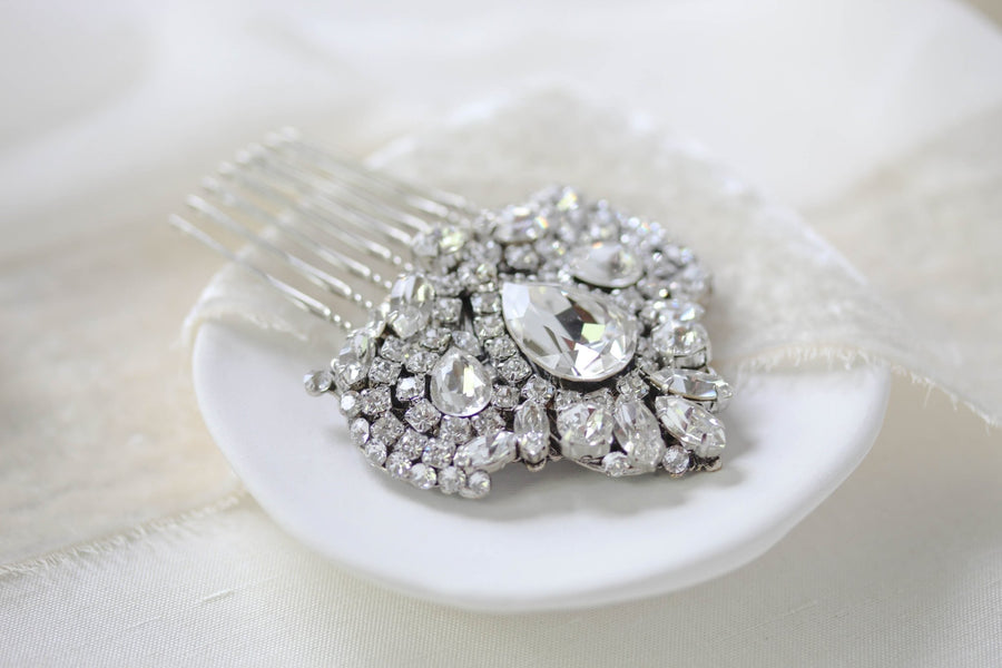 Vintage style Crystal Bridal hair comb - TATIANA - Treasures by Agnes