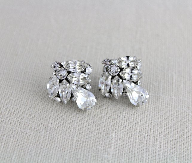 Vintage style Crystal stud bridal earrings - MOLLY - Treasures by Agnes