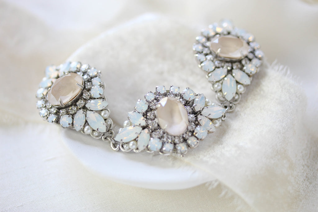 Vintage style Ivory cream and white opal crystal Bridal bracelet - MONIQUE - Treasures by Agnes