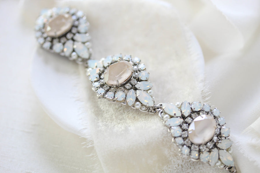 Vintage style Ivory cream and white opal crystal Bridal bracelet - MONIQUE - Treasures by Agnes