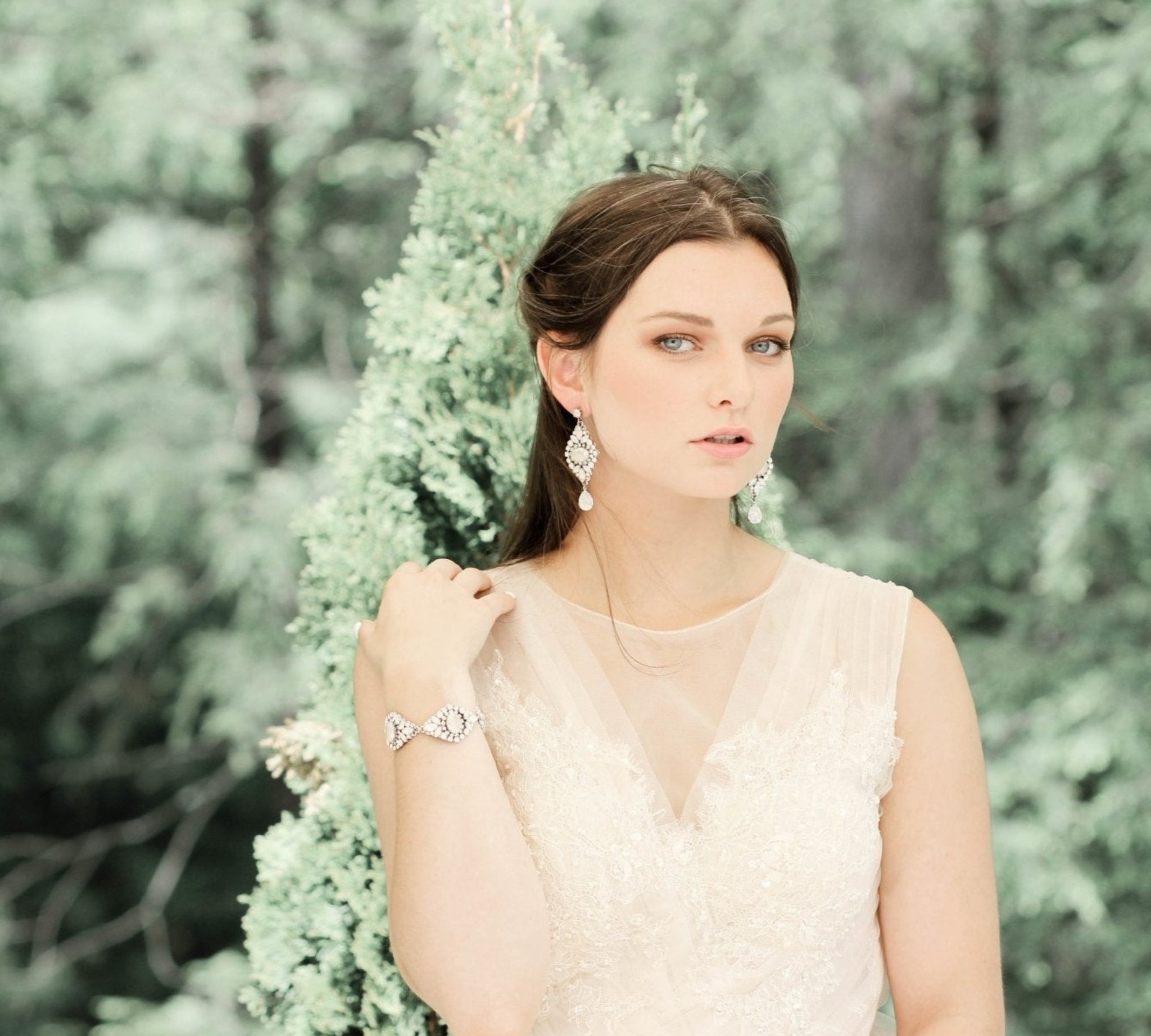 Vintage style Ivory cream and white opal crystal Bridal bracelet - MONIQUE - Treasures by Agnes