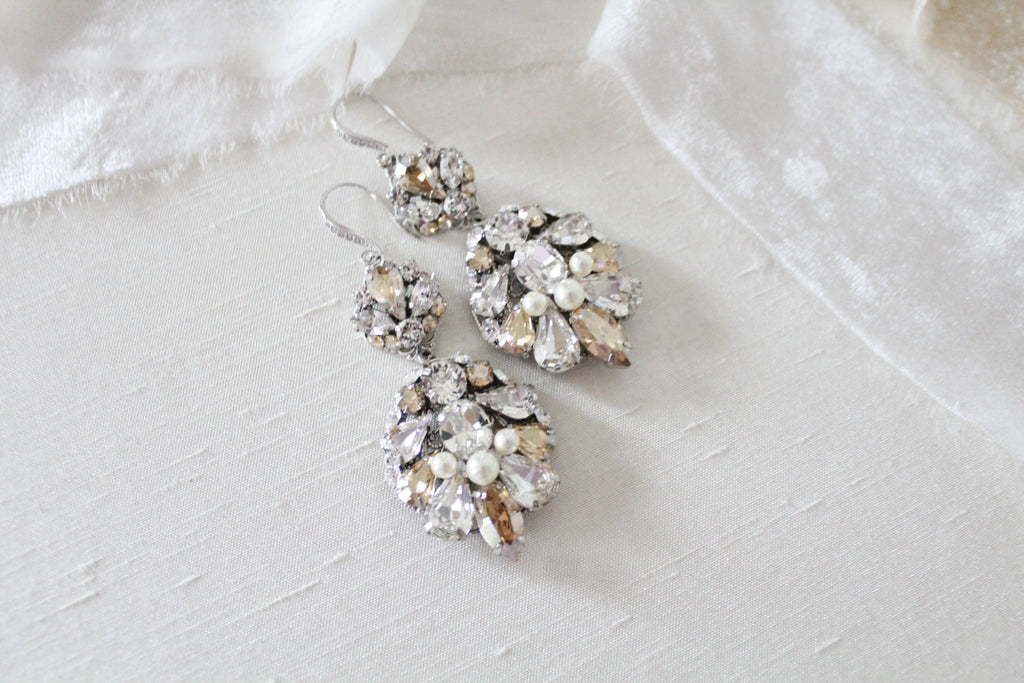 Vintage style Statement earrings for Bride - BELLA - Treasures by Agnes