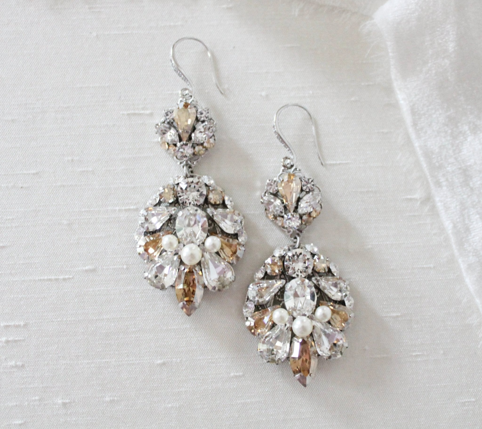 Vintage style Statement earrings for Bride - BELLA - Treasures by Agnes