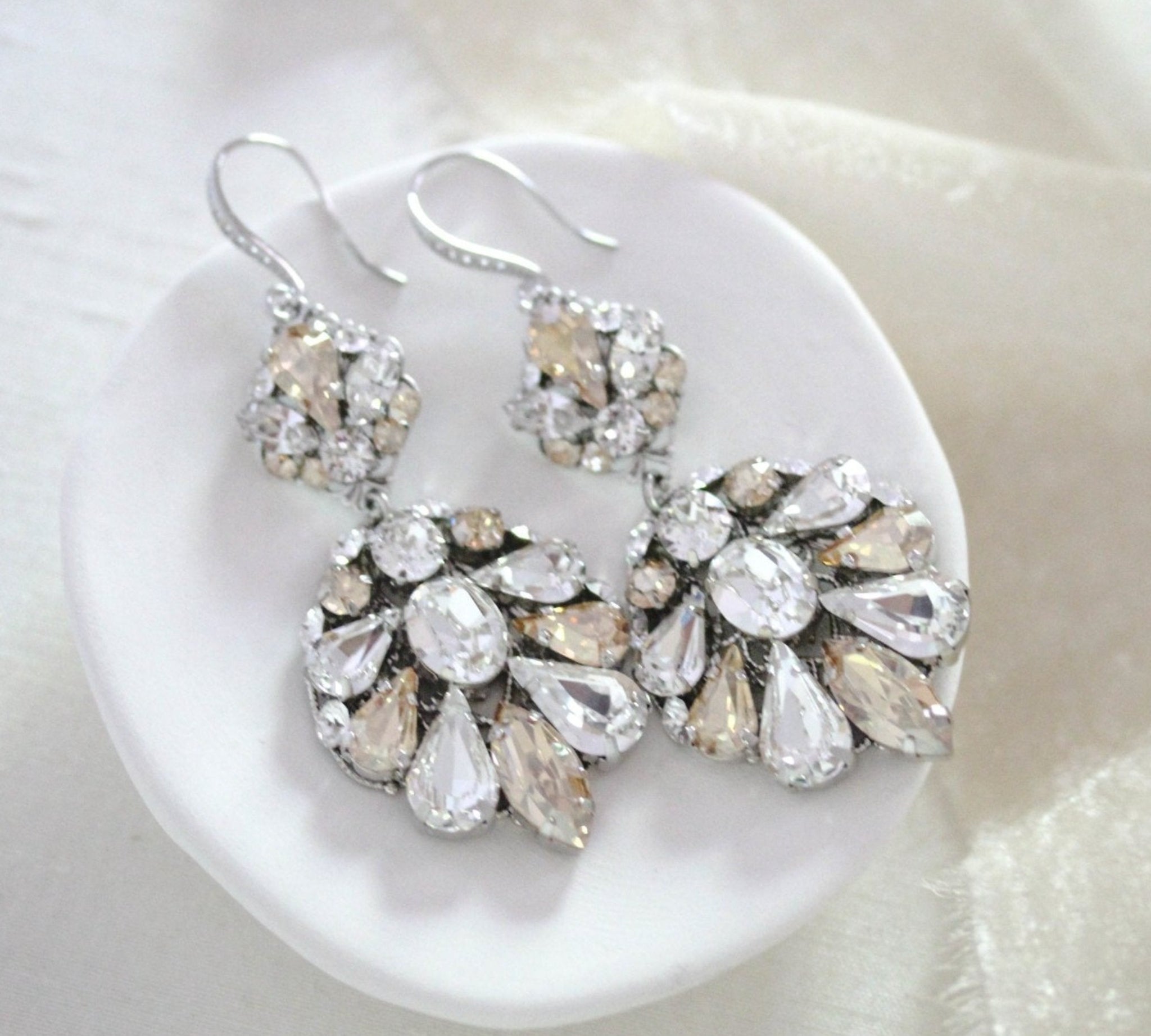 Vintage style Statement earrings for Bride - BELLA - Treasures by Agnes