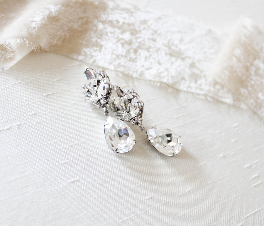 Vintage style teardrop stud Crystal earrings - DAPHNE - Treasures by Agnes