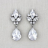 Vintage style teardrop stud Crystal earrings - DAPHNE - Treasures by Agnes