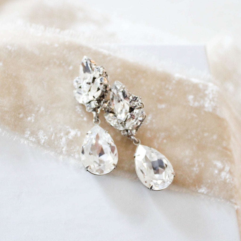 Vintage style teardrop stud Crystal earrings - DAPHNE - Treasures by Agnes