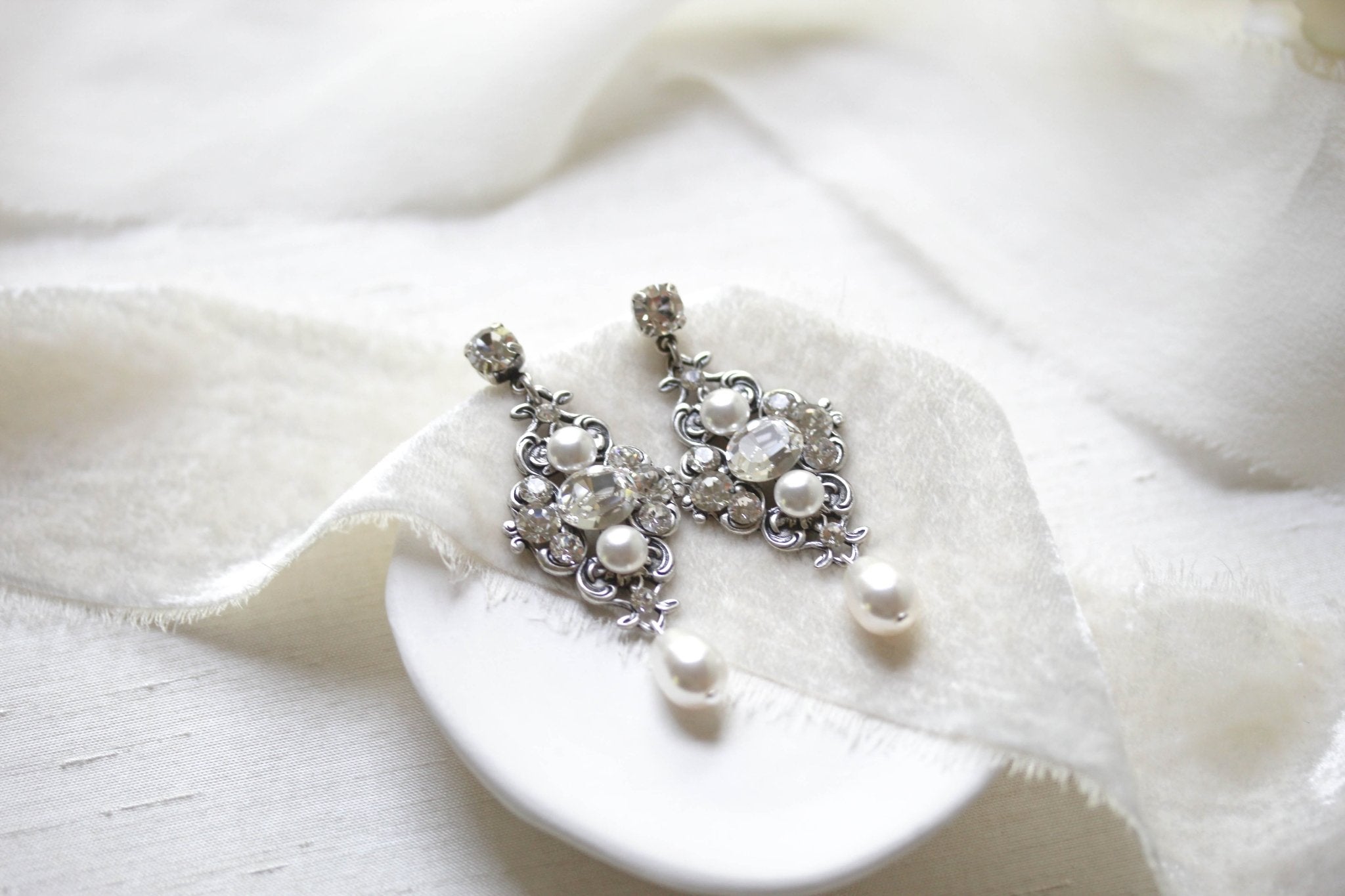 Vintage style Wedding earrings with Austrian crystals - ASHLYN - Treasures by Agnes
