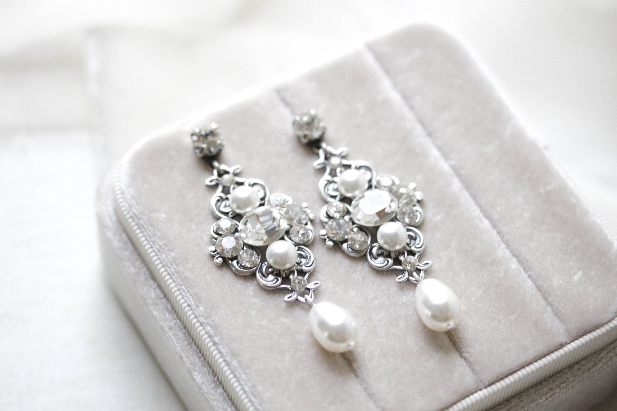 Vintage style Wedding earrings with Austrian crystals - ASHLYN - Treasures by Agnes