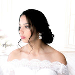 Vintage style White opal crystal Bridal earrings - BERTA - Treasures by Agnes