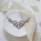 Vintage style white opal Crystal Bridal necklace - CELINE - Treasures by Agnes