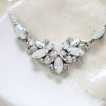 Vintage style white opal Crystal Bridal necklace - CELINE - Treasures by Agnes