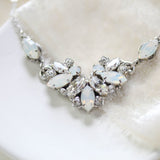 Vintage style white opal Crystal Bridal necklace - CELINE - Treasures by Agnes