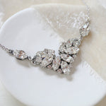 Vintage style white opal Crystal Bridal necklace - CELINE - Treasures by Agnes
