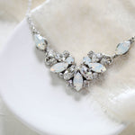 Vintage style white opal Crystal Bridal necklace - CELINE - Treasures by Agnes