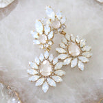 White opal and ivory cream bridal chandelier earrings - ADALINE - Treasures by Agnes