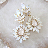 White opal and ivory cream bridal chandelier earrings - ADALINE - Treasures by Agnes