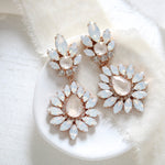 White opal and ivory cream bridal chandelier earrings - ADALINE - Treasures by Agnes