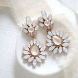 White opal and ivory cream bridal chandelier earrings - ADALINE - Treasures by Agnes