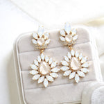 White opal and ivory cream bridal chandelier earrings - ADALINE - Treasures by Agnes