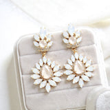 White opal and ivory cream bridal chandelier earrings - ADALINE - Treasures by Agnes