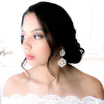White opal and ivory cream bridal chandelier earrings - ADALINE - Treasures by Agnes