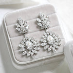 White opal and ivory cream bridal chandelier earrings - ADALINE - Treasures by Agnes