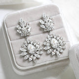 White opal and ivory cream bridal chandelier earrings - ADALINE - Treasures by Agnes