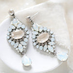 White opal and ivory cream vintage style crystal bridal earrings- MONIQUE - Treasures by Agnes
