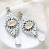 White opal and ivory cream vintage style crystal bridal earrings- MONIQUE - Treasures by Agnes