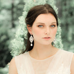 White opal and ivory cream vintage style crystal bridal earrings- MONIQUE - Treasures by Agnes