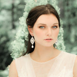 White opal and ivory cream vintage style crystal bridal earrings- MONIQUE - Treasures by Agnes