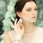 White opal and ivory cream vintage style crystal bridal earrings- MONIQUE - Treasures by Agnes