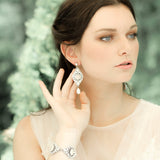 White opal and ivory cream vintage style crystal bridal earrings- MONIQUE - Treasures by Agnes