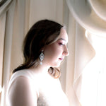 White opal and ivory cream vintage style crystal bridal earrings- MONIQUE - Treasures by Agnes