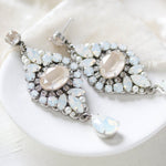 White opal and ivory cream vintage style crystal bridal earrings- MONIQUE - Treasures by Agnes