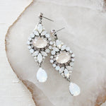 White opal and ivory cream vintage style crystal bridal earrings- MONIQUE - Treasures by Agnes