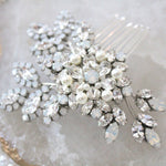 White opal bridal hair comb - PATRICIA - Treasures by Agnes