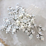 White opal bridal hair comb - PATRICIA - Treasures by Agnes