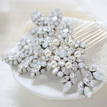 White opal bridal hair comb - PATRICIA - Treasures by Agnes