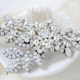 White opal bridal hair comb - PATRICIA - Treasures by Agnes